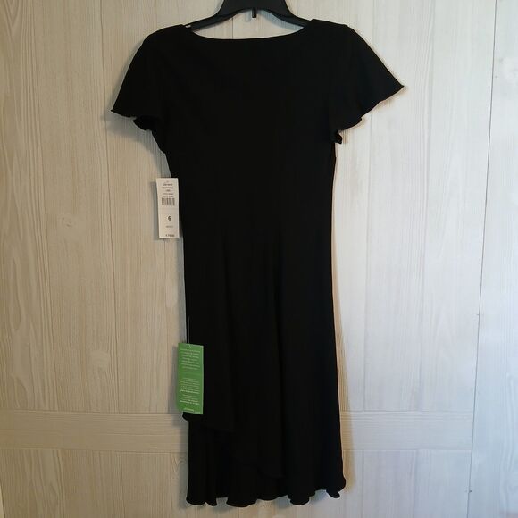 S.L. Fashions Women's Size 6 Missy Black Short Sleeve Layered Formal Dress - Picture 2 of 11